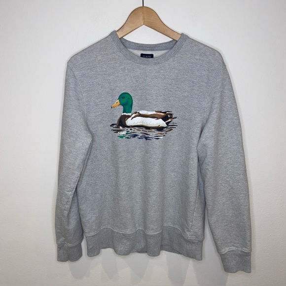 J.Crew Men’s Grey Mallard Duck Sweatshirt Size M - Picture 2 of 8